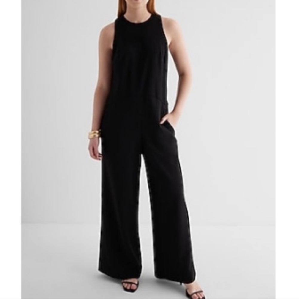 Express Tailored Wide-Leg Black Jumpsuit
